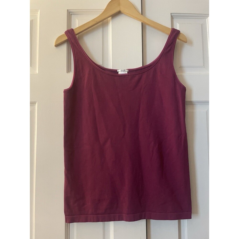 Wolford Luxury Cotton Blend Scoop Neck Tank Top Burgundy Berry Pink Size L